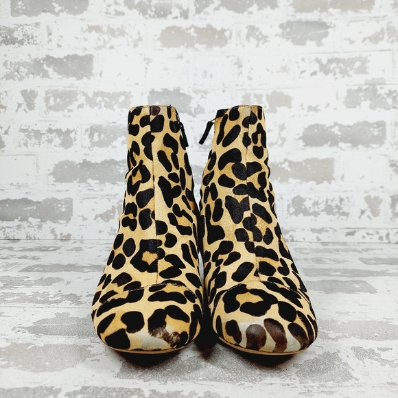Halogen Black & Brown Leopard Printed Block Heel Ankle Boots C1049 - Picture 3 of 16